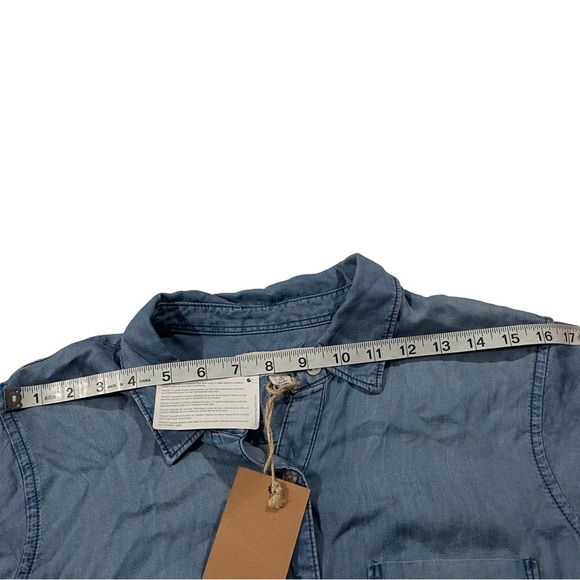 Thread & Supply Women Light Blue Wash Chambray at Knee Dress Sz L Button-Up NWT - Picture 16 of 16